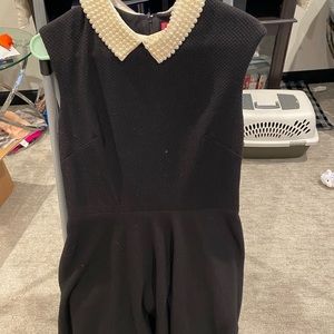Black cocktail dress with pearl collar